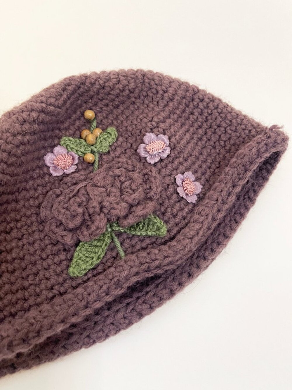 C.C Exclusives Crochet Beanie Hat Bratz Floral Embellished Boho Cottagecore